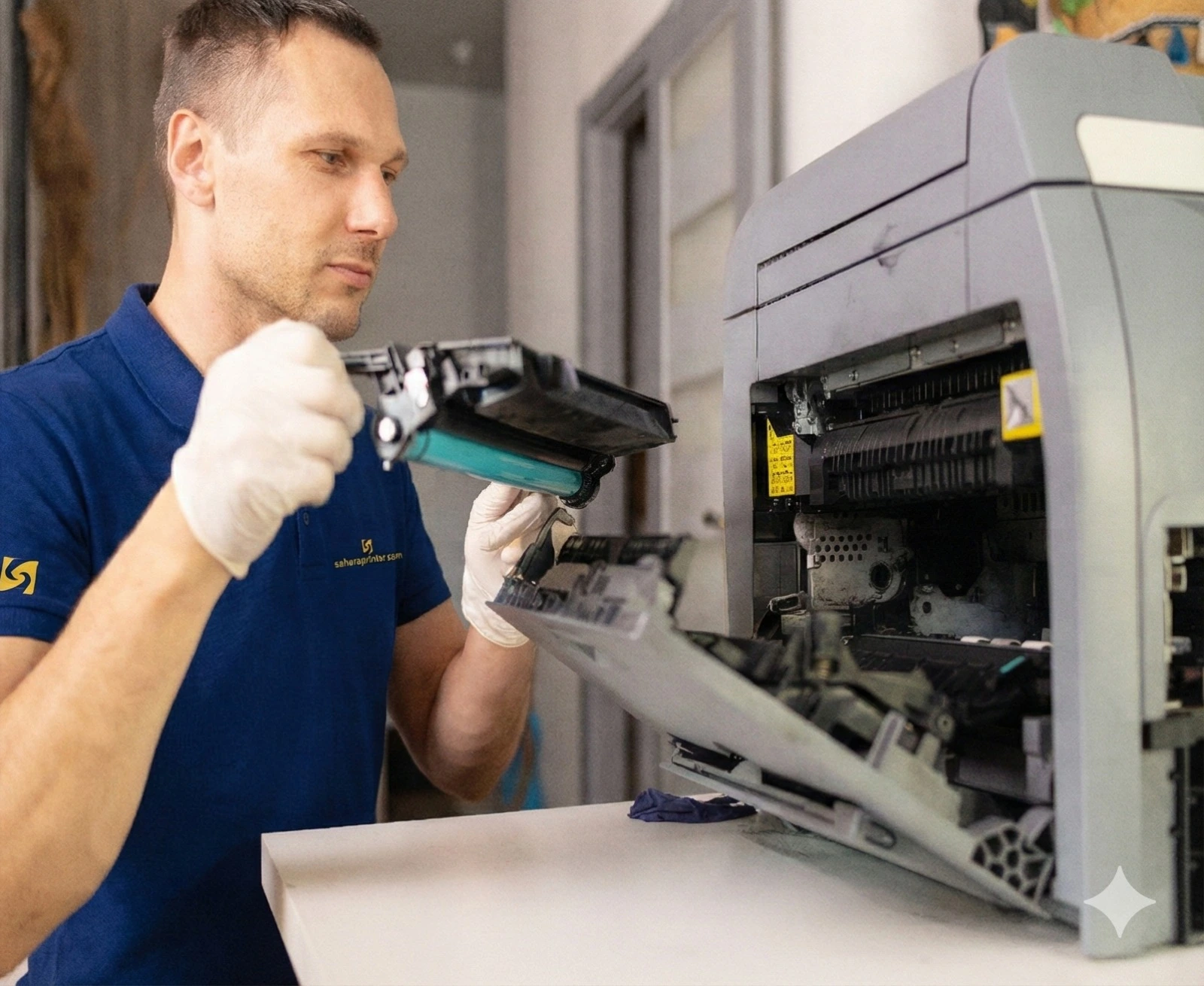 Sahara printer technician servicing photocopier in Dubai UAE