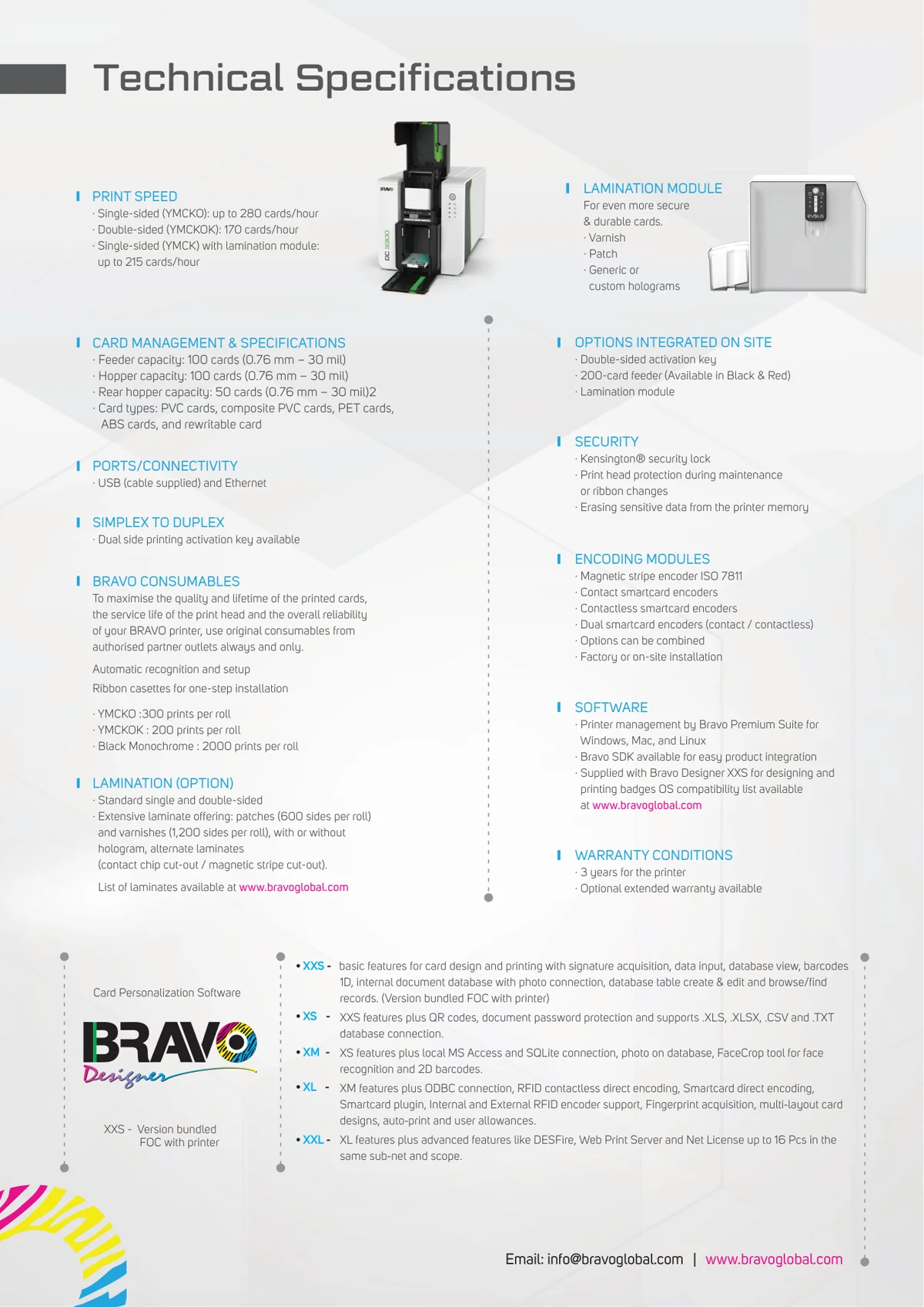 Bravo DC 3300 specifications and features