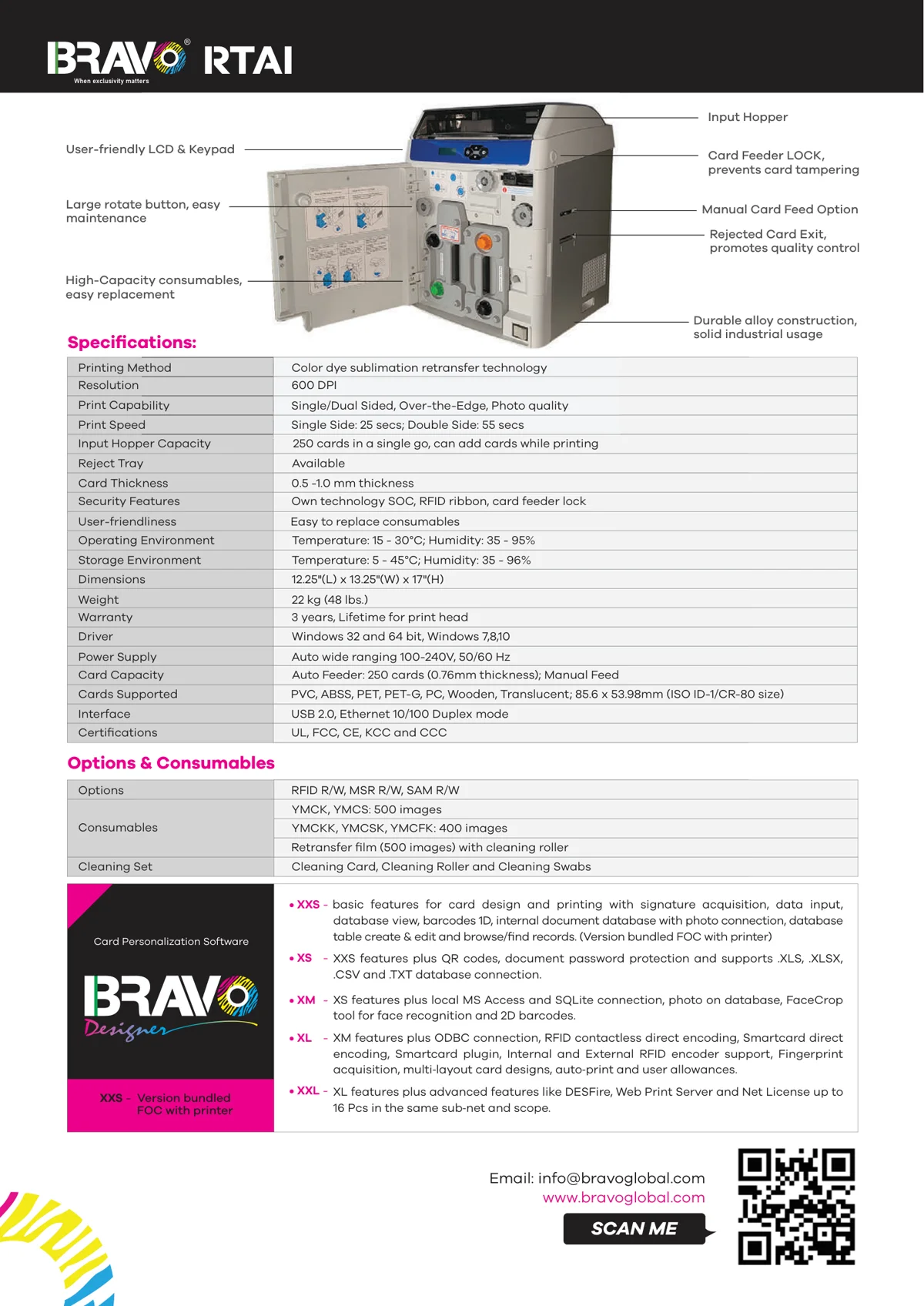 Bravo RTAI features and specifications